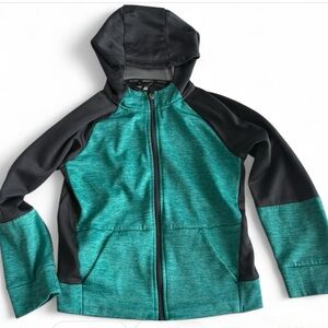 RUSSELL ATHLETIC Boy’s Size 10/12 Teal and Gray Kids Hooded Jacket